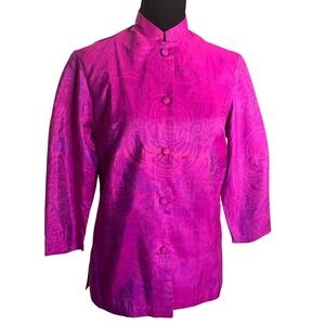 Vintage Thai Silk company 60's  Mandarin collar Fuschia